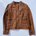 Vintage MODA International Women's Tan Brown Genuine Leather Moto Jacket Medium