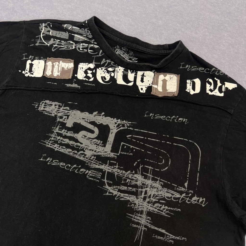 Vintage Jay Jays Men's Black Insection Graffiti Graphic Grunge Emo Tee XXL Y2K Streetwear