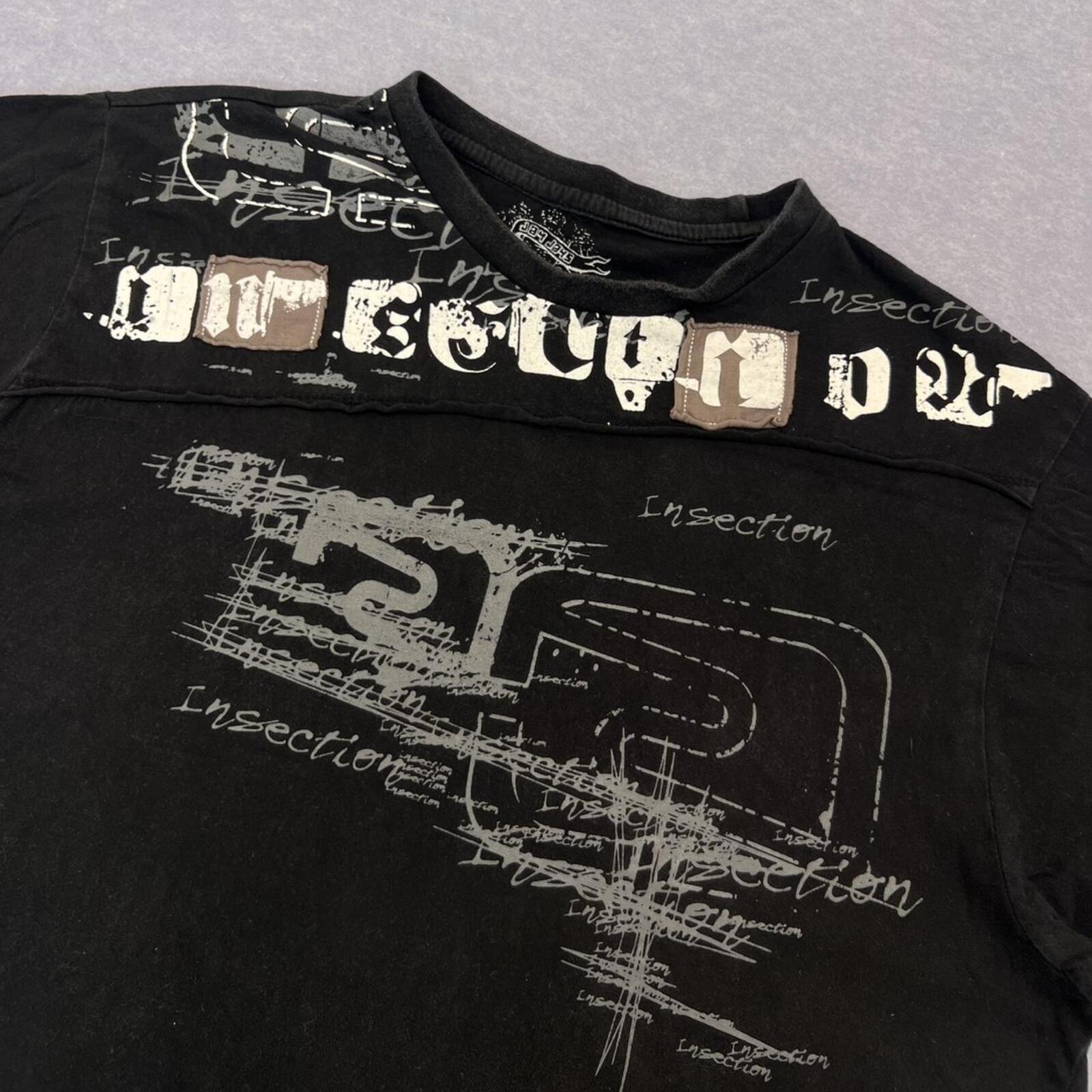 Vintage Jay Jays Men's Black Insection Graffiti Graphic Grunge Emo Tee XXL Y2K Streetwear