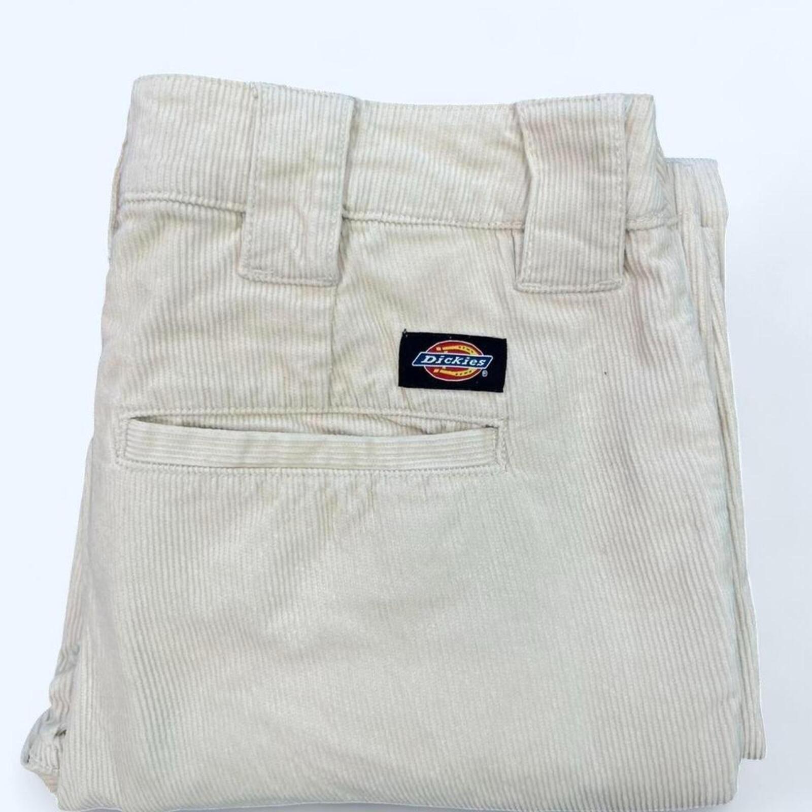 Dickies Men's Cream & White Corduroy Straight Leg 824 Trouser Pants Size 28