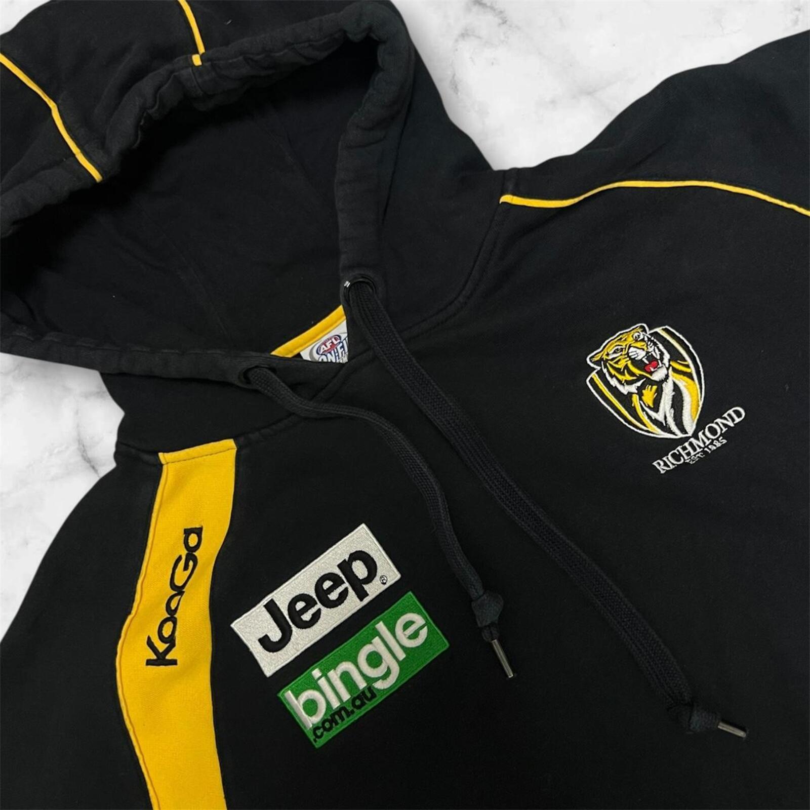 Vintage KooGa Richmond Tigers AFL Men’s Black & Yellow Hoodie Y2K Medium